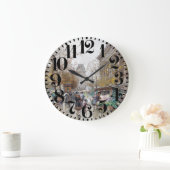 Paris Street Scene Art Big Number Wall Clock Große Wanduhr (Zuhause)