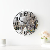 Paris Street Scene Art Big Number Wall Clock Große Wanduhr (Zuhause)