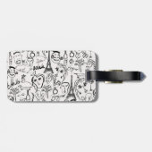 Paris Street Scene Black & White Line Zeichnend Gepäckanhänger (Rückseite horizontal)