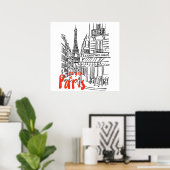 Paris Street Sketch Art Poster (Heimbüro)