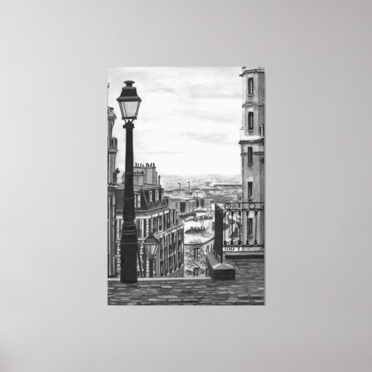 Paris Street Stretched Canvas Print Leinwanddruck (Vorderseite)