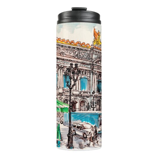 Paris street view of the theater Wicked cafe Thermosbecher (Vorderseite)