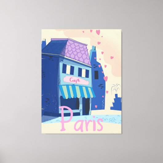 Paris Street Vintag Cartoon Leinwanddruck (Vorderseite)