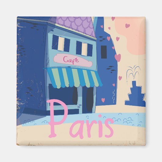Paris Street Vintag Cartoon Magnet (Vorne)