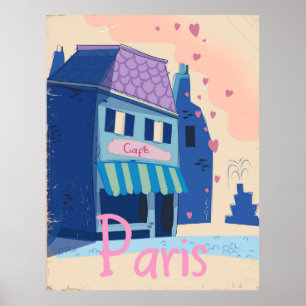 Paris Street Vintag Cartoon Poster
