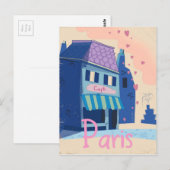 Paris Street Vintag Cartoon Postkarte (Vorne/Hinten)