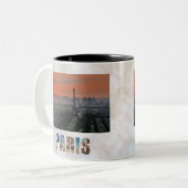 Paris Sunset Eiffel Tower France Foto Zweifarbige Tasse (Vorderseite Links)