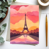 Paris Sunset | Eiffel Tower France Watercolor Card