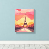 Paris Sunset | Eiffel Tower France Watercolor Leinwanddruck (Insitu (Holzboden))