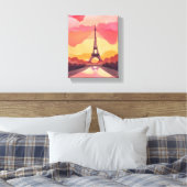 Paris Sunset | Eiffel Tower France Watercolor Leinwanddruck (Insitu (Schlafzimmer))