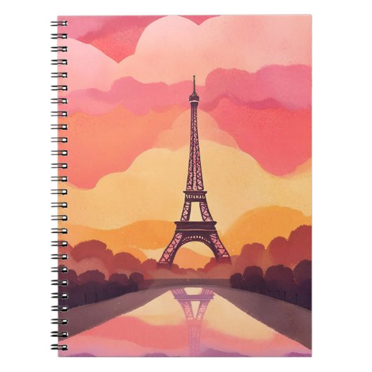 Paris Sunset | Eiffel Tower France Watercolor Notizblock (Vorderseite)