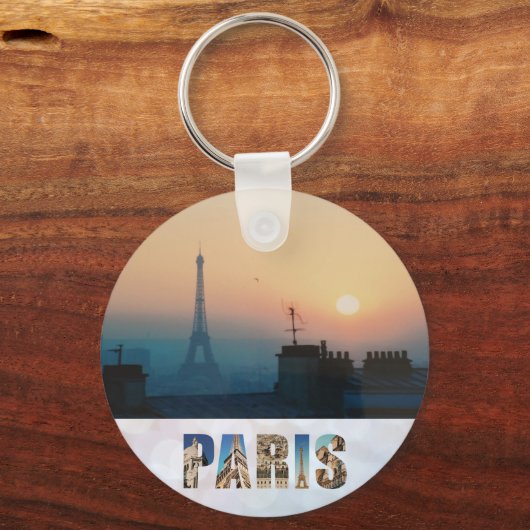 Paris Sunset Eiffel Tower Frankreich Französisches Schlüsselanhänger (Vorderseite)