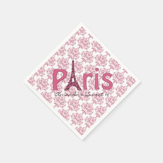 Paris Sweet 16 Damask Geburtstag Napkins Serviette (Ecke)