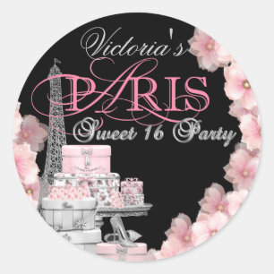 Paris Sweet 16 Geburtstagsfeier Runder Aufkleber