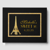 Paris Sweet 16 Gold Glitzer Custom Guest Book Gästebuch (Vorderseite)