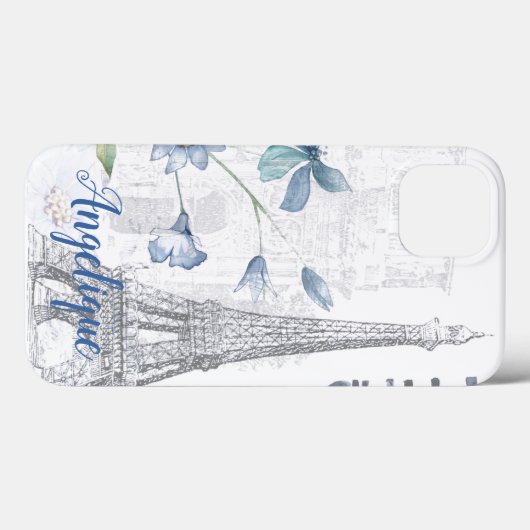 Paris Szene und Blumen Custom Case-Mate iPhone Hülle (Rückseite (Horizontal))