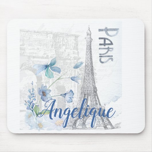 Paris Szene und Blumen Custom Mousepad (Vorne)