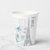 Paris Szene und Blumen Custom Pappbecher (Rückseite)