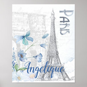 Paris Szene und Blumen Custom Poster