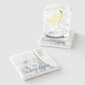 Paris Szene und Blumen Custom Steinuntersetzer (Seitenansicht)