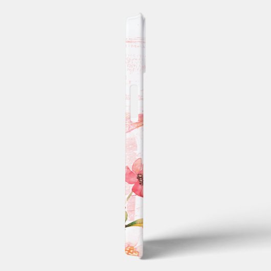 Paris Szene und Rosa Blume Custom Case-Mate iPhone Hülle (Rückseite / Rechts)