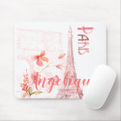 Paris-Szene und rosa Blumen kundenspezifisch Mousepad (Mit Mouse)