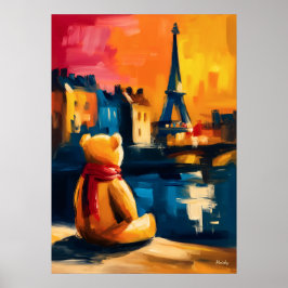 Paris Teddy Fauvist Eiffel Tower Sunset Print Poster