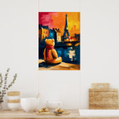 Paris Teddy Fauvist Eiffel Tower Sunset Print Poster (Küche)