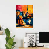 Paris Teddy Fauvist Eiffel Tower Sunset Print Poster (Heimbüro)