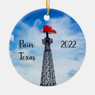 Paris, Texas - Rotes Cowboy-Hut-Ornament Keramik Ornament