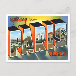 Paris, Texas Vintage Große Buchstaben Postkarte