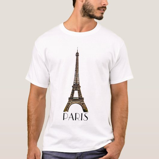 Paris Text mit Eiffelturm-T - Shirt (Vorderseite)