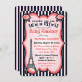 Paris Thema Kinderdusche Einladungen (Vorne/Hinten)