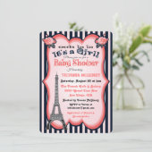 Paris Thema Kinderdusche Einladungen (Stehend Vorderseite)