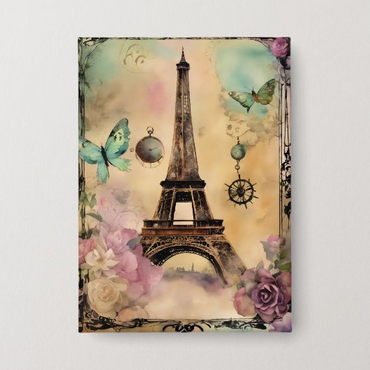 Paris Thema Knopf farbenfroh Button (Vorderseite)