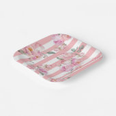 Paris Thema Rosa Streifen Blumenperle Bridal Pappteller (Gewinkelt)