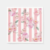 Paris Thema Rosa Streifen Blumenperle Bridal Serviette (Vorderseite)