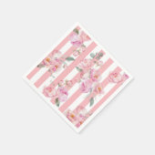 Paris Thema Rosa Streifen Blumenperle Bridal Serviette (Ecke)