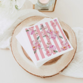 Paris Thema Rosa Streifen Blumenperle Bridal Serviette