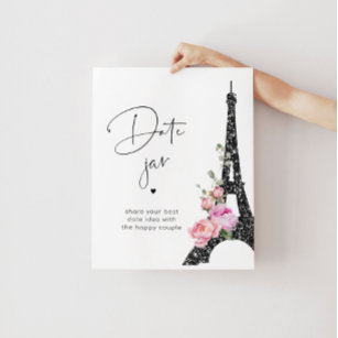 Paris Thema schwarz rosa Eiffelturm Datum jar Poster