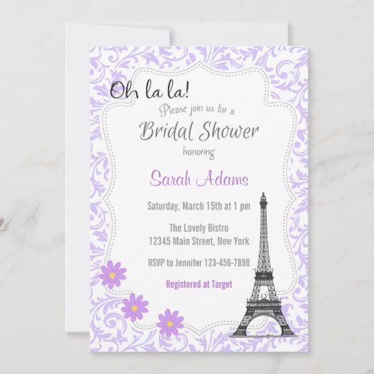 Paris Theme Bridal Dusche Einladung (Vorderseite)