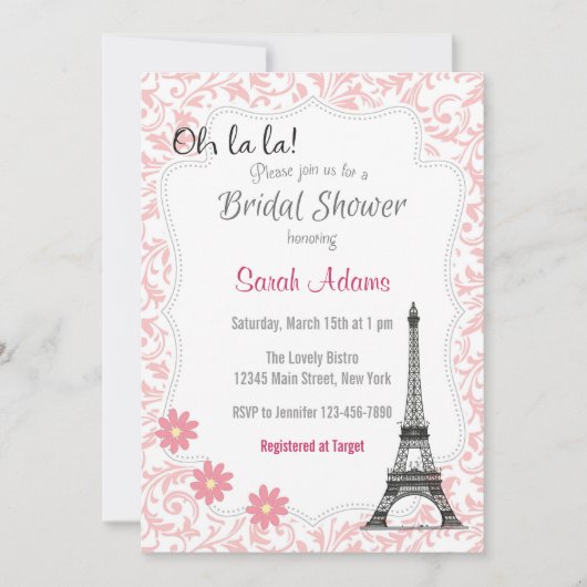 Paris Theme Bridal Dusche Einladung (Vorderseite)