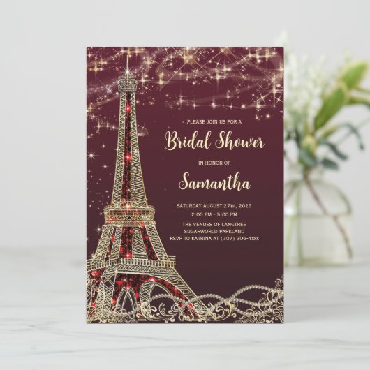Paris Theme Bridal Dusche Einladungen (Stehend Vorderseite)
