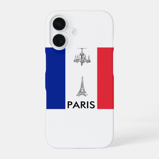 Paris Theme Französische Flagge iPhone 16 Hülle (Rückseite)