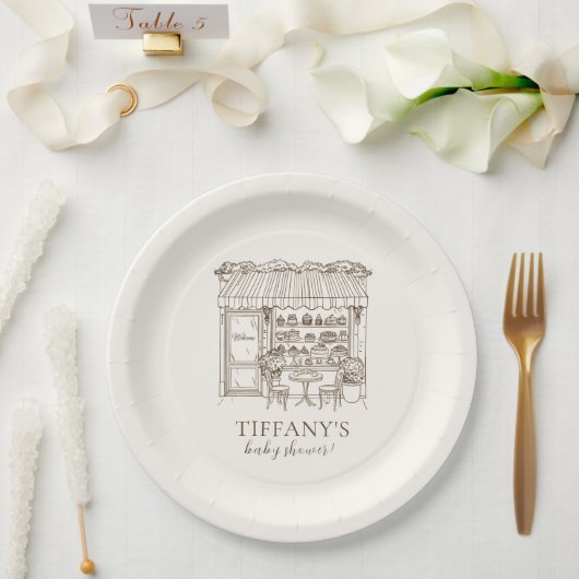 Paris Theme French Patisserie Baby Shower Pappteller (Hochzeit)