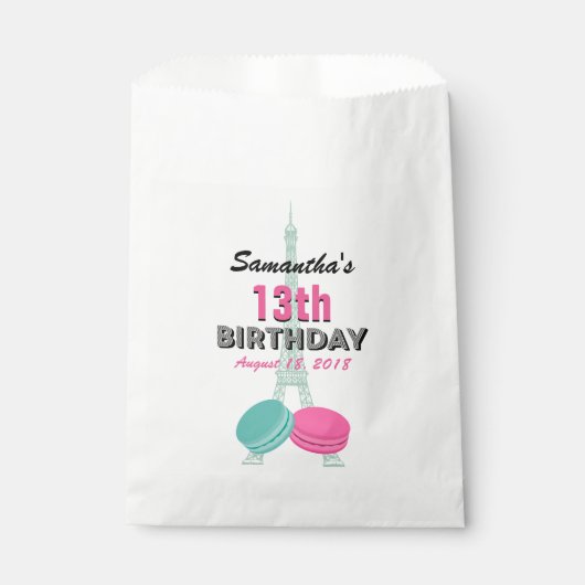 Paris Theme Happy Birthday Leckerei Fvor Bags Geschenktütchen (Vorderseite)