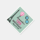 Paris Theme Happy Birthday Paper Napkin Serviette (Ecke)