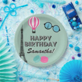 Paris Theme Happy Birthday Paper Plate Pappteller (Party)
