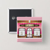 Paris Theme Pink French Patisserie Button (Vorne & Hinten)