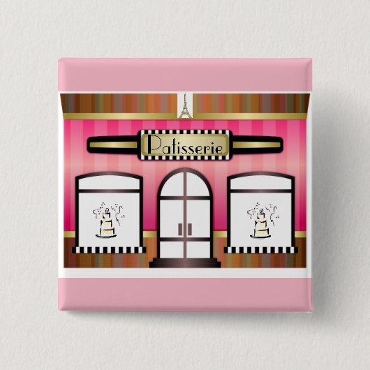 Paris Theme Pink French Patisserie Button (Vorderseite)